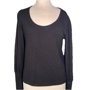 Madewell Women’s Brushed Puff Sleeve Sweater Top Black Size Medium